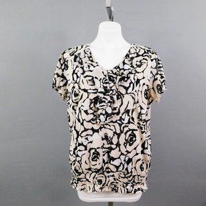 Kim Rogers Women Shirt Beige Black L